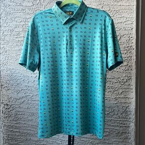 Teal Polo Shirt with Pattern “The Clubs”